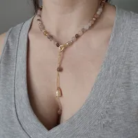 Naszyjnik z chalcedonu ze zdejmowaną zawieszką „Liliowy Tulipan” 2