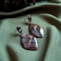 Brown Autumn Leaf Earrings - Stone Imitation 2