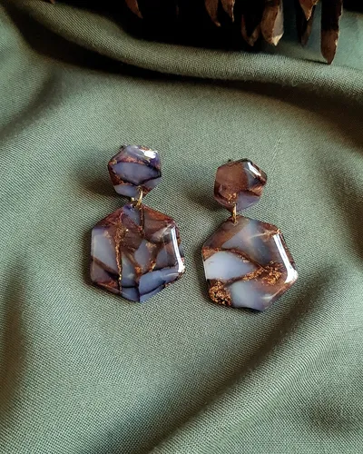 Brown Autumn Leaf Earrings - Stone Imitation — thumbnail 14