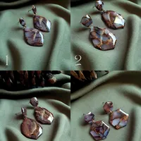 Brown Autumn Leaf Earrings - Stone Imitation 1