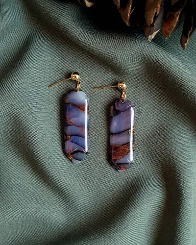 Brown Autumn Earrings - Stone Imitation — thumbnail 3