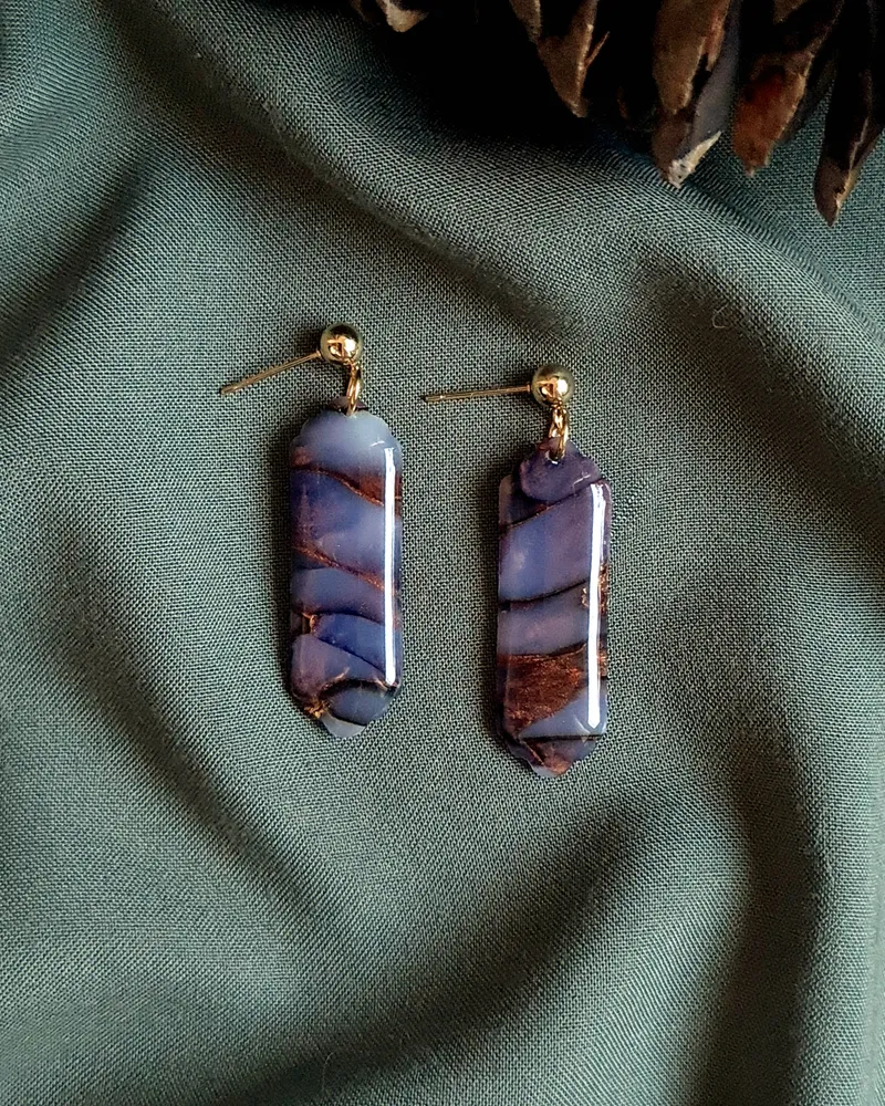 Brown Autumn Earrings - Stone Imitation — 3
