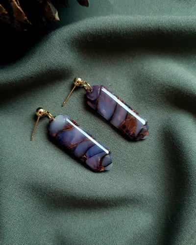 Brown Autumn Earrings - Stone Imitation — thumbnail 4