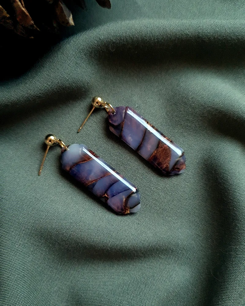 Brown Autumn Earrings - Stone Imitation — 4