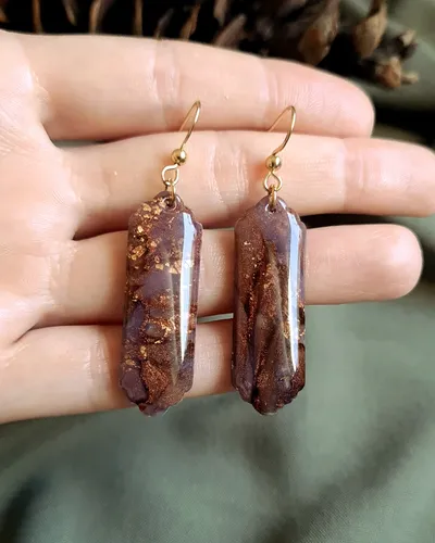 Brown Autumn Earrings - Stone Imitation — thumbnail 5