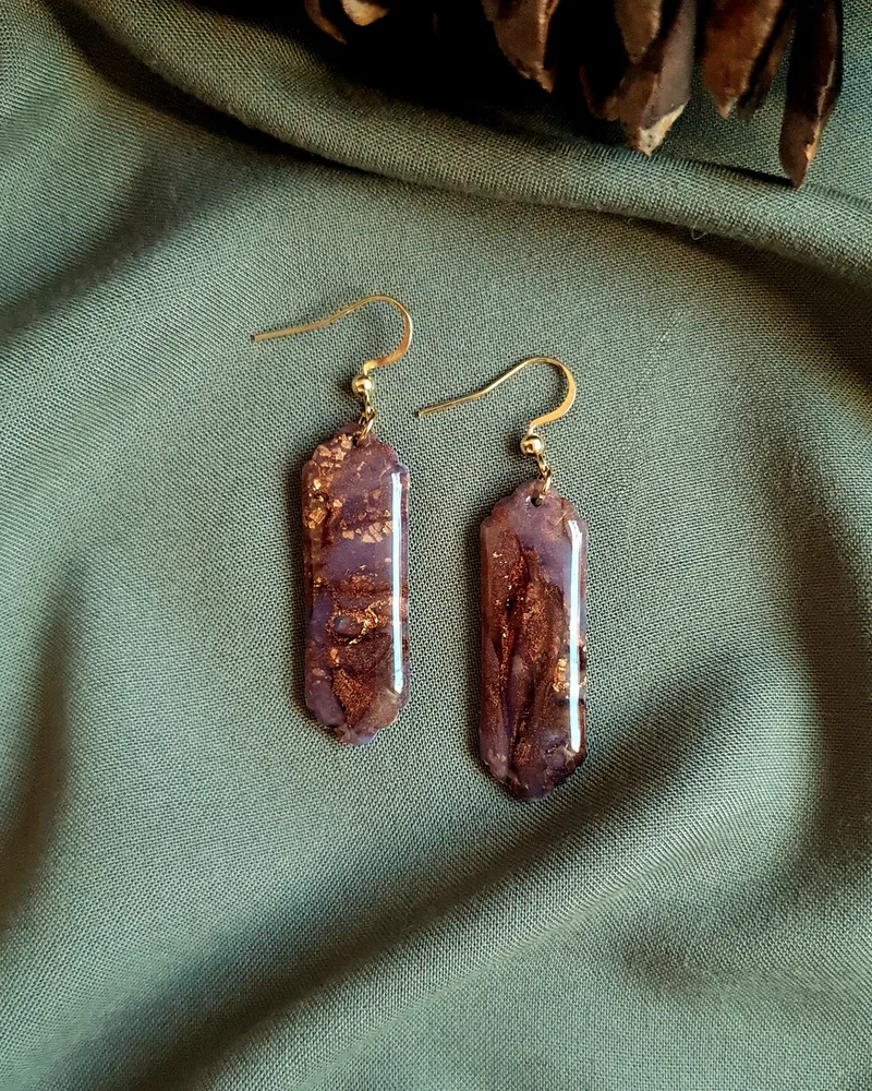 Brown Autumn Earrings - Stone Imitation — 6