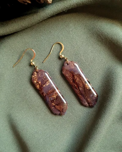 Brown Autumn Earrings - Stone Imitation — thumbnail 7
