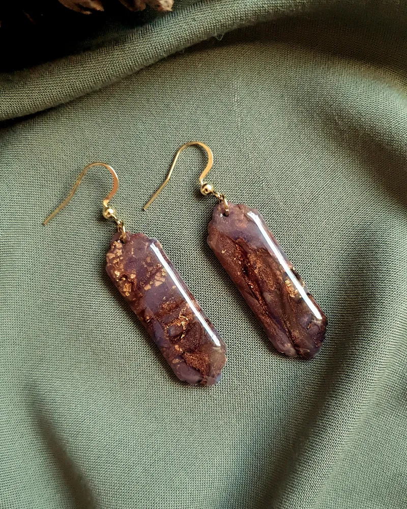 Brown Autumn Earrings - Stone Imitation — 7