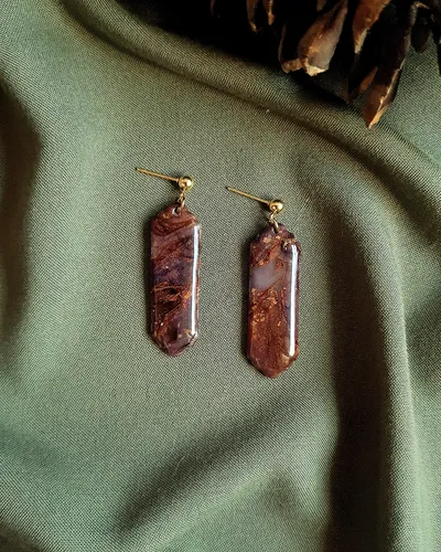 Brown Autumn Earrings - Stone Imitation — thumbnail 8