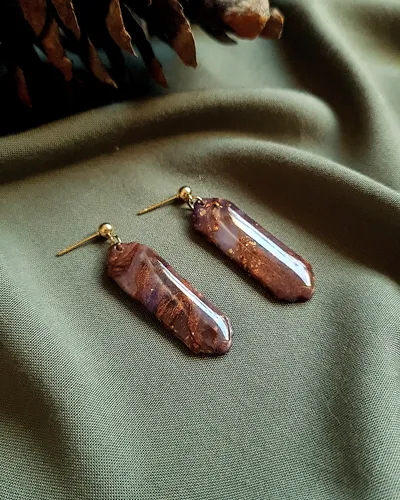 Brown Autumn Earrings - Stone Imitation — thumbnail 9