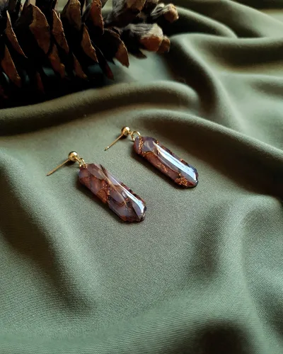 Brown Autumn Earrings - Stone Imitation — thumbnail 11