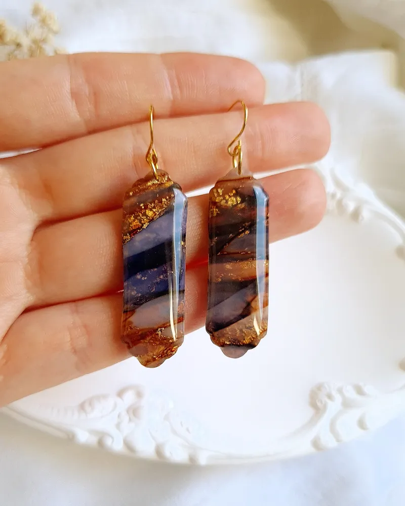 Brown Autumn Earrings - Stone Imitation — 12