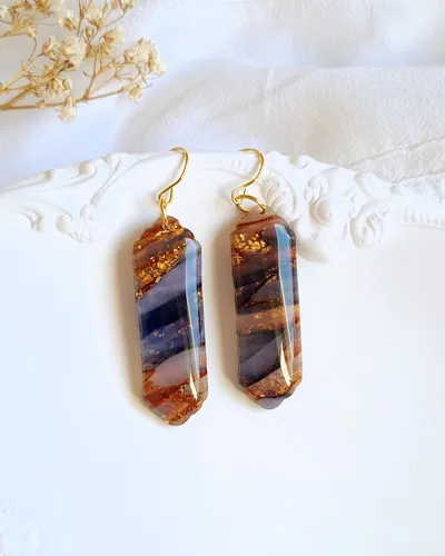 Brown Autumn Earrings - Stone Imitation — thumbnail 13