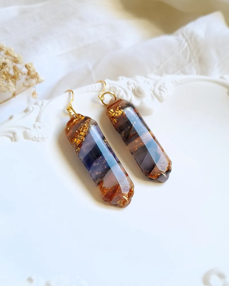 Brown Autumn Earrings - Stone Imitation — 14