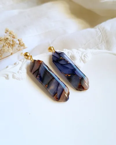Brown Autumn Earrings - Stone Imitation — thumbnail 17