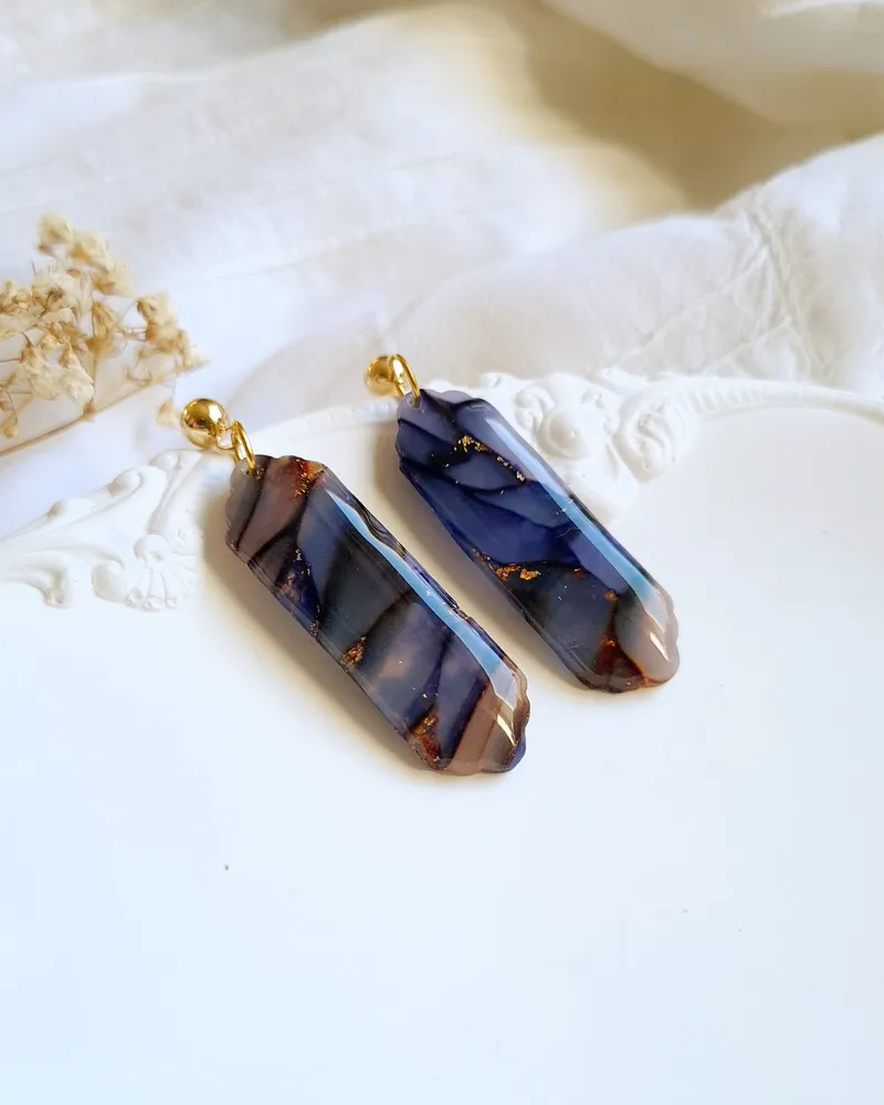 Brown Autumn Earrings - Stone Imitation — 17