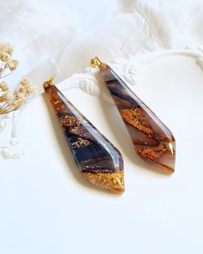 Brown Autumn Earrings - Stone Imitation — thumbnail 18
