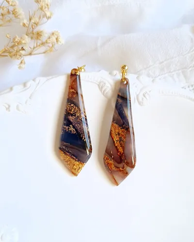 Brown Autumn Earrings - Stone Imitation — thumbnail 19