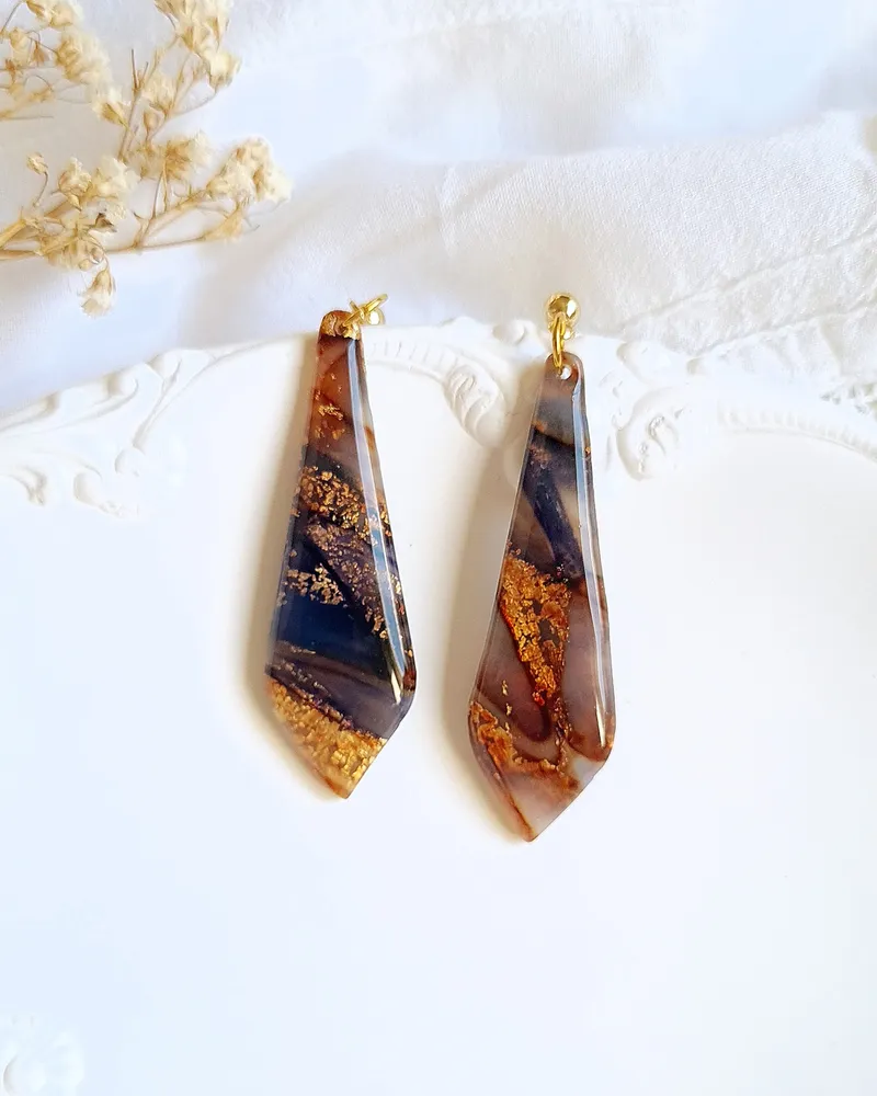 Brown Autumn Earrings - Stone Imitation — 19