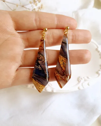 Brown Autumn Earrings - Stone Imitation — thumbnail 20