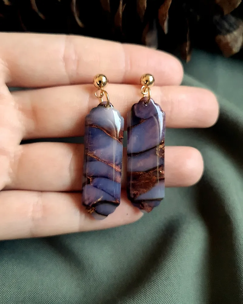 Brown Autumn Earrings - Stone Imitation — 1