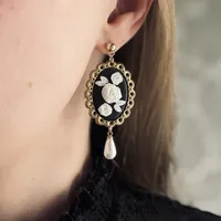 Gothic Earrings with White Roses Ophelia 1