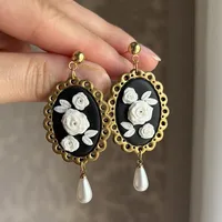 Gothic Earrings with White Roses Ophelia 2