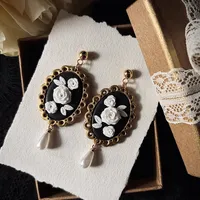 Gothic Earrings with White Roses Ophelia 3