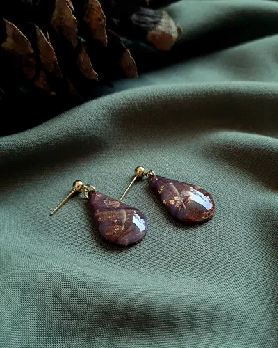 Brown Autumn Earrings - Stone Imitation — thumbnail 3