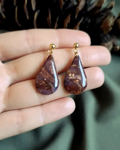 Brown Autumn Earrings - Stone Imitation — thumbnail 4