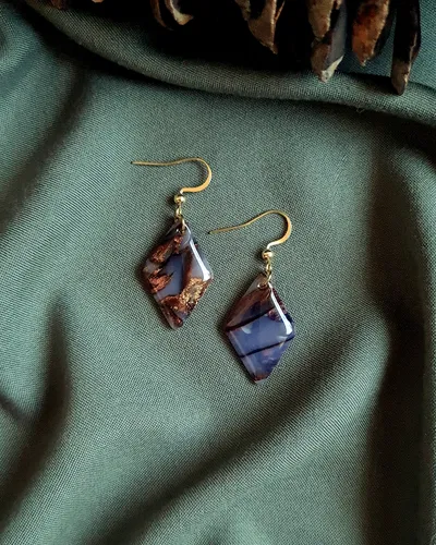 Brown Autumn Earrings - Stone Imitation — thumbnail 6