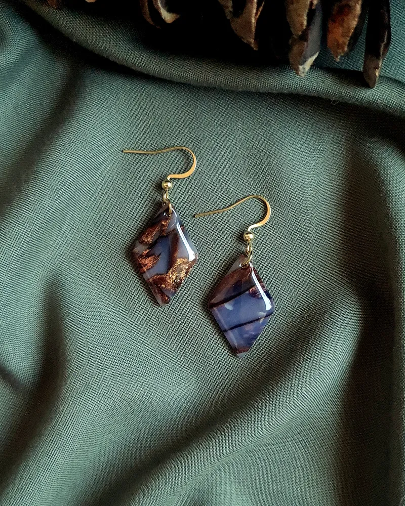 Brown Autumn Earrings - Stone Imitation — 6
