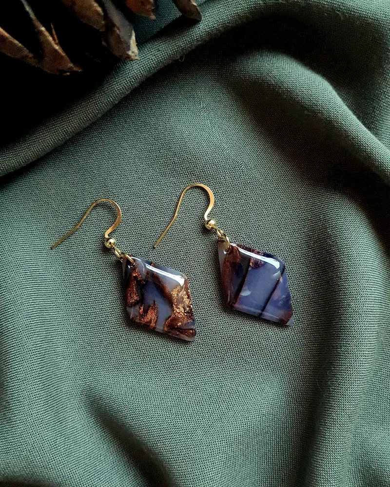 Brown Autumn Earrings - Stone Imitation — 7