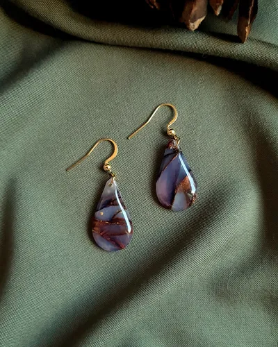 Brown Autumn Earrings - Stone Imitation — thumbnail 10