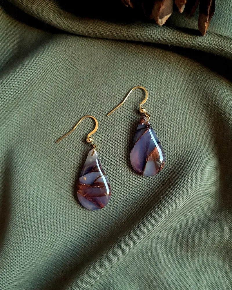 Brown Autumn Earrings - Stone Imitation — 10