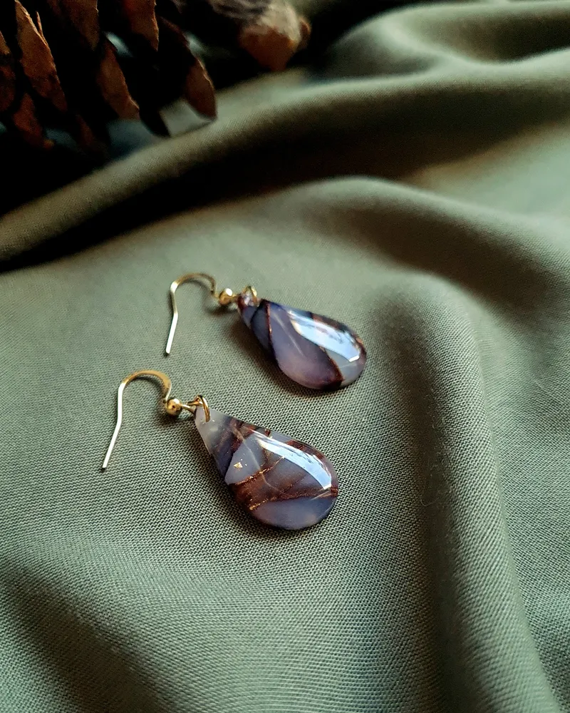 Brown Autumn Earrings - Stone Imitation — 9