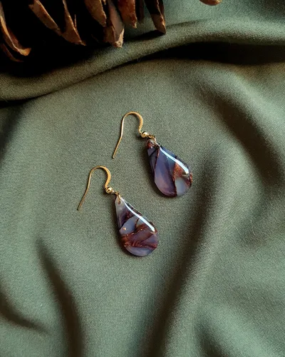 Brown Autumn Earrings - Stone Imitation — thumbnail 11