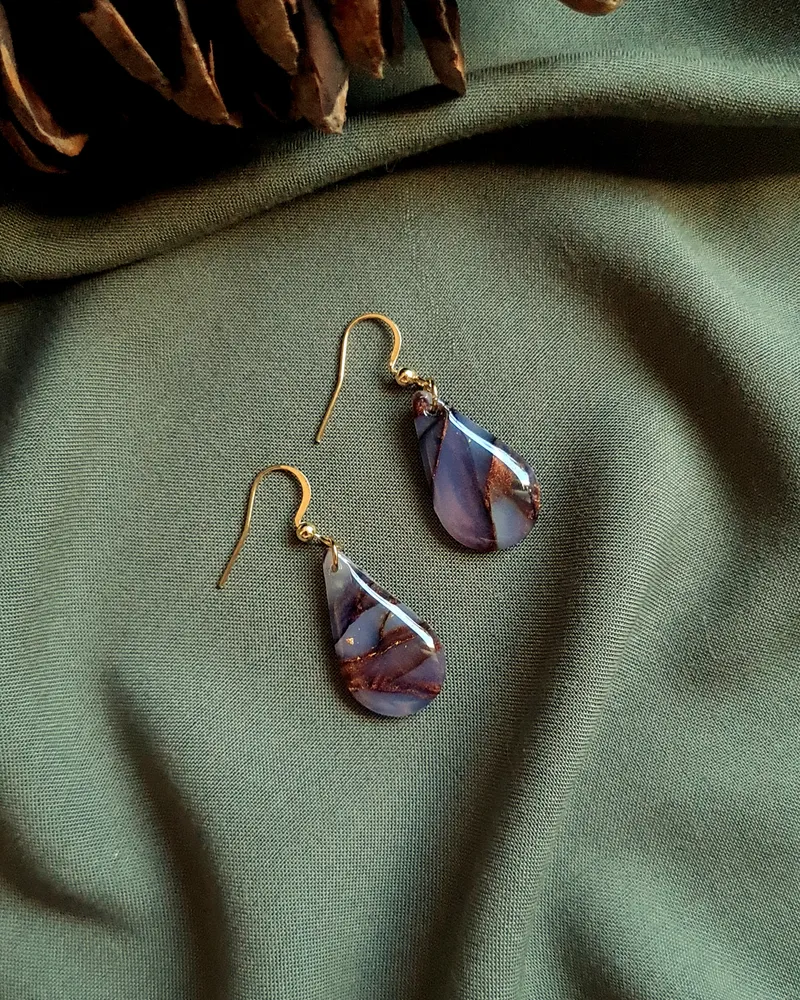 Brown Autumn Earrings - Stone Imitation — 11