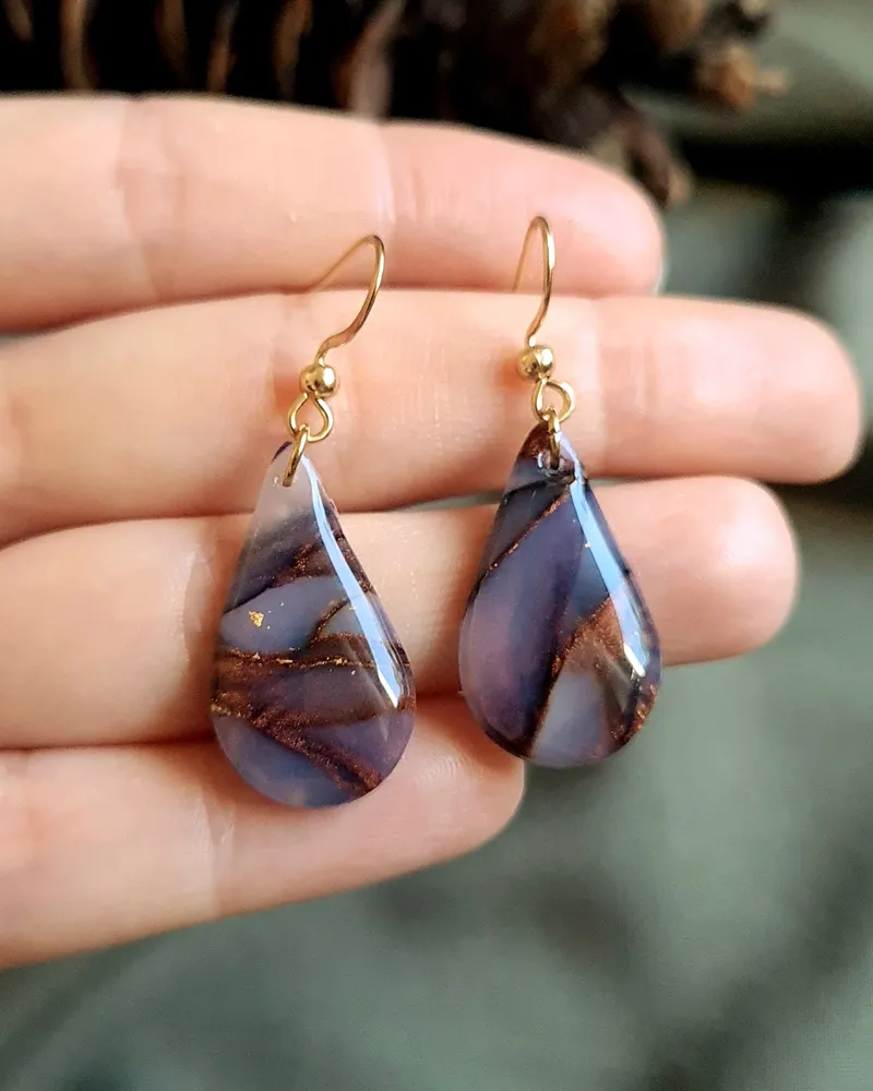 Brown Autumn Earrings - Stone Imitation — 12