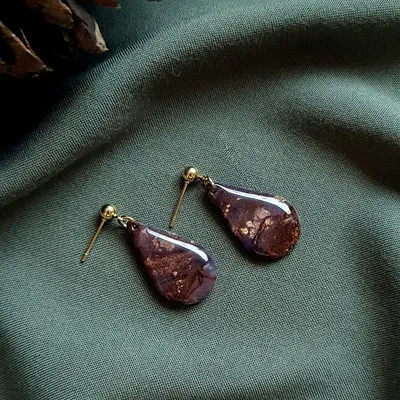 Brown Autumn Earrings - Stone Imitation