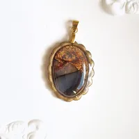 Oval Brown and Purple Autumn Pendant - Stone Imitation 3