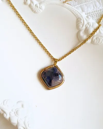 Autumn Set of Brown and Purple Earrings and Necklace - Stone Imitation — thumbnail 7