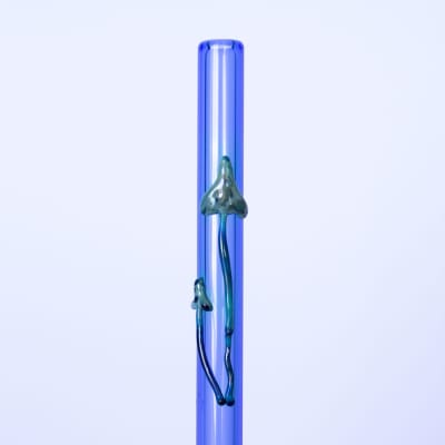SIP Glass Straw - Blue with Mushrooms