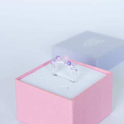 Pierścionek Bubble - różowo-fioletowy
