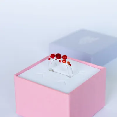 Pierścionek Bubble - czerwony