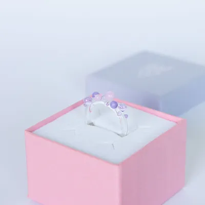 Pierścionek Bubble - różowo-fioletowy