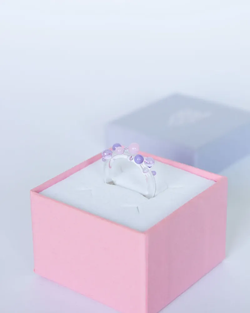Pierścionek Bubble - różowo-fioletowy — 1