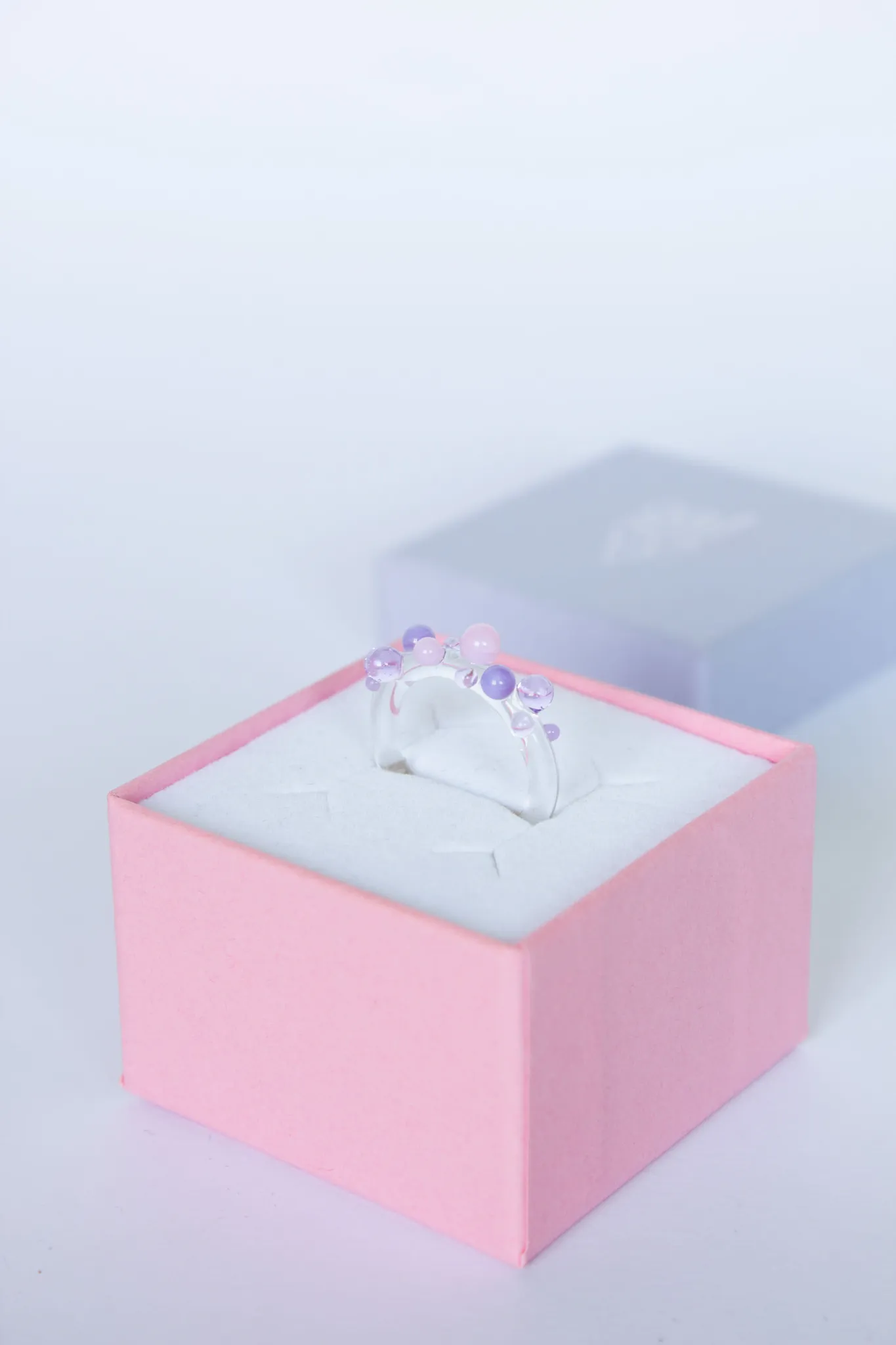 Pierścionek Bubble - różowo-fioletowy — 1