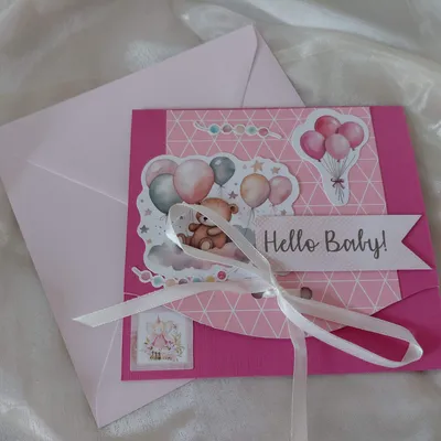 Kartka na Baby Shower „Hello Baby Girl”
