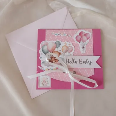 Kartka na Baby Shower „Hello Baby Girl”